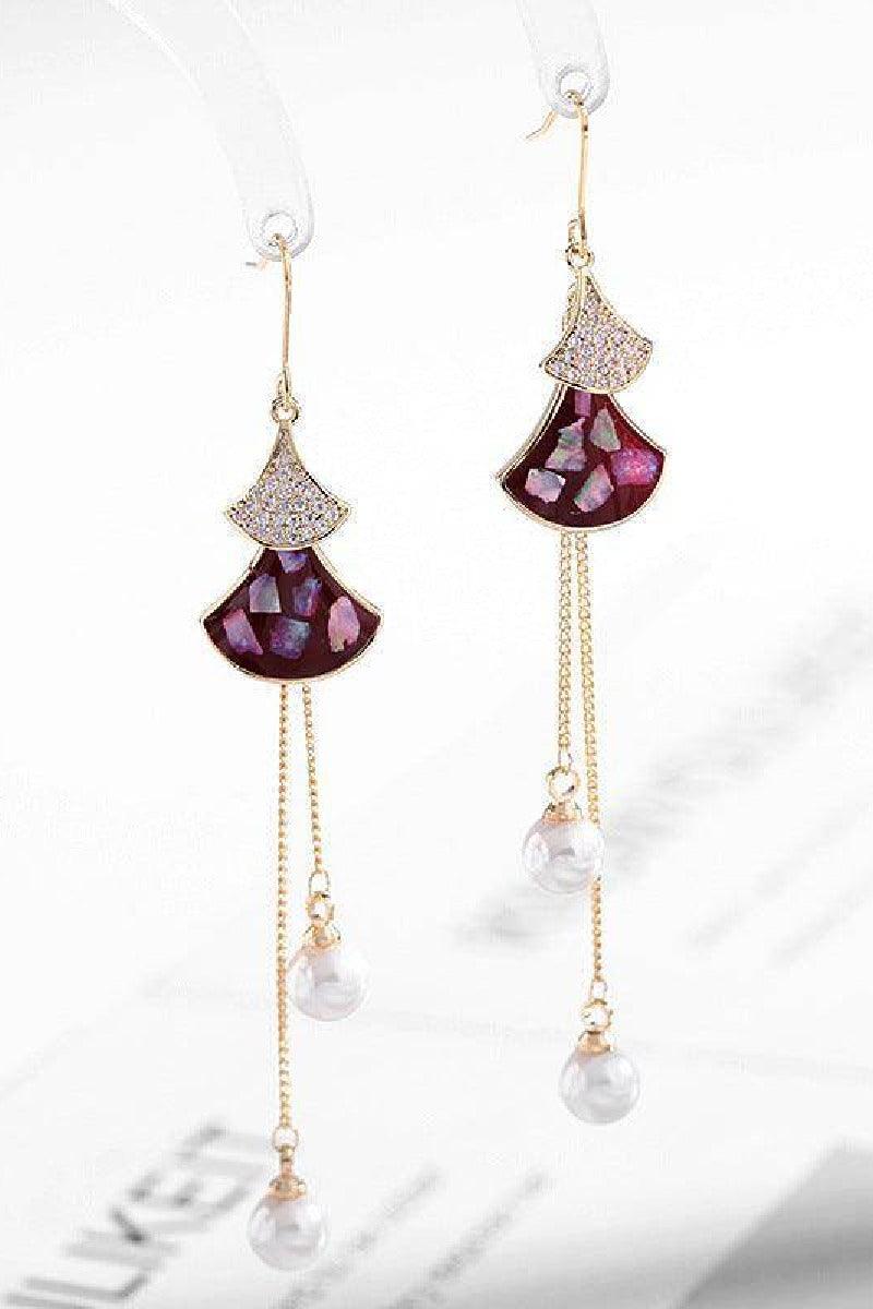 Scalloped pearl shell earrings 638241104102 - 7 Days / Purple - COCOMELODY